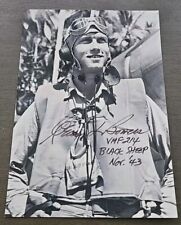 Glenn Bowers WWII Pilot Black Sheep Squad VMF214 Signed 4x6 Photo picture