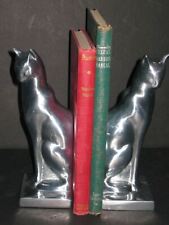 Frankart sitting cat bookends art deco moderne in a polished aluminum a pair USA picture