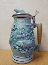 Vintage AVON 1990 Freshwater Fishing Stein Trout Bass Ceramarte Brazil Numbered  picture