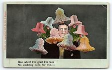 1907 TOPEKA KS I'M GLAD I'M FREE NO WEDDING BELLS FOR ME EARLY POSTCARD P3646 picture