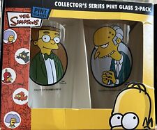 The Simpsons Collectors Series Pint Glasses 2-Pack 2007 NEW Smithers/Burns Rare picture
