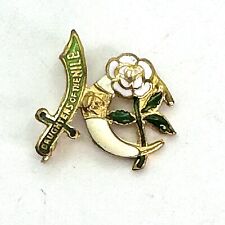 Shriners Pin Daughters of the Nile Sword Crescent Moon & White Rose Gold Tone picture