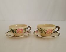Pair of 2 Vintage Franciscan Tea Cups And Saucer Desert Rose Made In USA 1960s picture