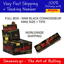 1x FULL BOX RAW BLACK Connoisseur King Size Slim + Tips (24 Booklets) picture