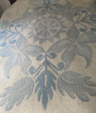 Vintage Wool “Orr Health” Blanket~Blue & Cream ~ Holland Tulip ~Reversible 85x74 picture