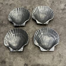 1960’s Vintage Wilton Pewter Seashell Tinker Dishes Saucers Set Of 4 Silver picture