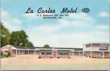 Meridanville, Alabama Postcard LA CARLOS MOTEL Highway 331 Roadside Linen 1954 picture