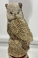 LG. VTG. Owl Statue Sculpture Shell Encrusted Figurine Hand Made picture