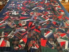 Pendleton Wool Crazy Quilt Red Blue And Green Plaids With Dark Blue Border 58”x6 picture
