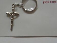 NEW Travel Protection Silver Metal Papal Cross Crucifix Key Chain picture