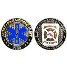 Volunteer Fire Fighter AEMT EMT Paramedic Fire Rescue Department Challenge Coin picture