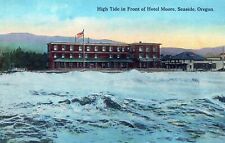 SEASIDE OR - High Tide In Front Of Hotel Moore Postcard picture