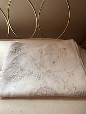 Vintage White Linen Embroidered  Rectangular picture