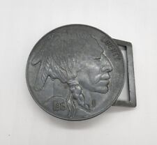 Native American Indian Head 1913 Coin Replica Metal Belt Buckle Vtg USA  picture
