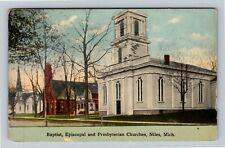 Niles MI-Michigan, Baptist, Episcopal, Presbyterian Churches Vintage Postcard picture