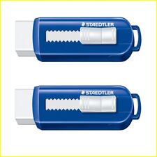 2 x Staedtler Mars Plastic Rubber Eraser with Sliding plastic Holder 525 PS1 picture