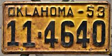 1953 OKLAHOMA License Plate Cleveland County (11) #4640 - Note Snub-Nosed #4s picture