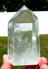 Wild Arcing GREEN CHLORITE Inclusions in Clear Quartz Crystal Point For Sale picture