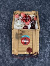 Vtg Kurt Adler Coca-Cola 1996 Glass Christmas Ornaments in Crate 4 In Set W/Tag picture