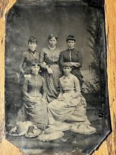 Antique 1870s Tintype Pretty Woman Dress Hats Jewelry . picture