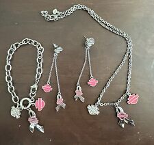 Harley Davidson Women’s Pink Label Earrings, Necklace And Bracelet Breast Cancer picture