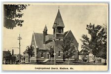 c1910's Congregational Church Scene Street Madison Maine ME Antique Postcard picture