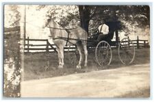 c1910's Man Horse Carriage RFD Hand Cancel Bucyrus Ohio OH RPPC Photo Postcard picture