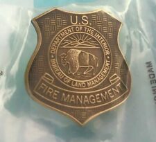 US Fire Management ,Dept of Inter,BLM -Mini Badge, bronze-tone pin -NEW picture