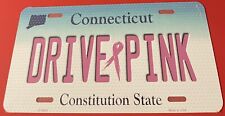 Connecticut Drive Pink Booster License Plate Breast Cancer Awareness Prevention picture