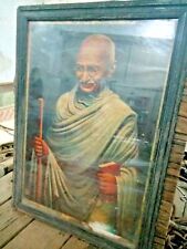 1940s Mahatma Gandhi Father of Nation Original Vintage Indian Freedom Litho Prin picture