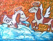 Nubian Goat Kid Angels Folk Art Print 11 x 14 farmhouse Country Collectible picture