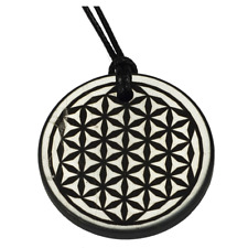 Shungite Emf Protection Necklace Flower of life Engraved Pendant Circle picture