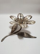 Vintage Art Nouveau Silver Metal Art Flower Ashtray, Removable Petals, France picture