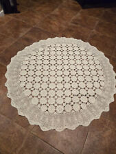 Vintage Hand Made Crochet Round Tablecloth picture