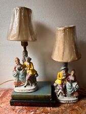 Pair of Porcelain Figurine Victorian French Boy & Girl Boudoir Table Lamps picture