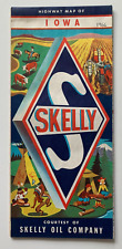 Vintage 1966 Skelly Oil Co Highway Road Map of Iowa color fold-out picture