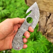 8” gut hook trailing point Damascus steel blank blade 4” Cutting edge skinning picture