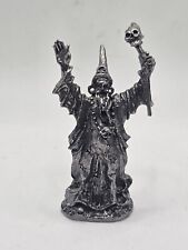 Vintage Pewter Wizard Figurine With Skull Staff picture