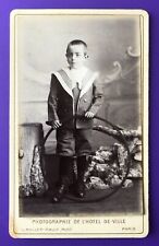 CDV photo cca 1880 MULLER RAULT PARIS little boy and his hoop P355 picture