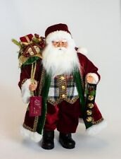 18 IN SANTA STANDING FIGURINE TRADITIONAL RED WHITE PLAID VEST CHRISTMAS DECOR picture