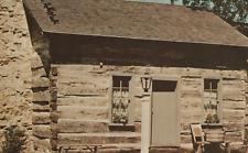 Pioneer Log Cabin at Pella Historic Museum in Iowa Chrome Vintage Post Card picture