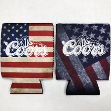 2 Coors Light Fan Beer Can Cooler Coozie Koozie USA Flag Gift QTY 2 picture