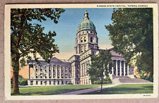 Topeka Kansas State Capitol Building Linen Postcard 1933 picture