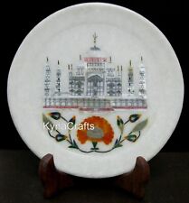 6 Inches Symbol of Love Inlay Work Decorative Plate White Marble Giftable Plate picture