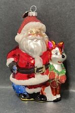 Christopher Radko Christmas Glass Large Santa with Reindeer Ornament picture