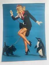 Vintage 1940s Pinup Girl  Picture by Elvgren- Birds Eye View w/ Penguin picture