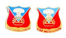Pair (2) US Army 9th Transportation Infantry Unit Crest Insignia FIDE MOBILITATE picture