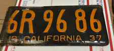 1937 California License Plate - Original 6R 9686 picture