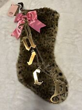NWT Juicy Couture Vintage 2009 Leopard Faux Fur Metal JUICY Christmas Stocking picture