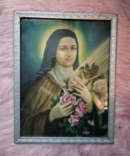 Framed Print of Young Nun with Crucifix and Roses picture